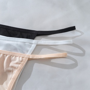 Wholesale Soft Solid Color Thong Non-marking Comfortable High <strong>Elasticity</strong> Low Waisted Ladies Panties Thongs and G <strong>String</strong> - Product Image 6