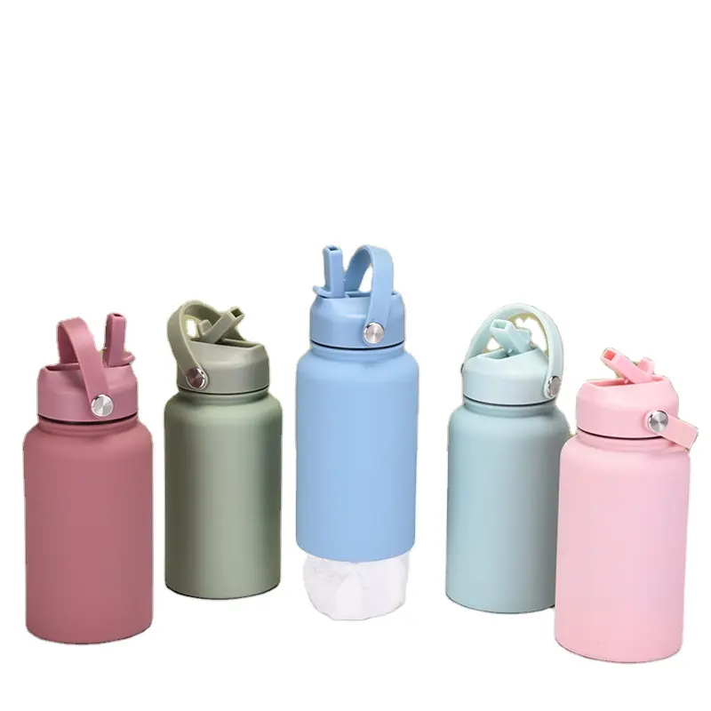 Wholesale 22OZ/650ML Custom Logo Sport Vacuum flask Termos Bottle Double Wall Stainless Steel Insulated Water Bottle With Straw