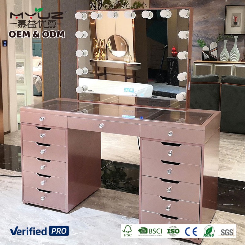 Coiffeuse rose + miroir