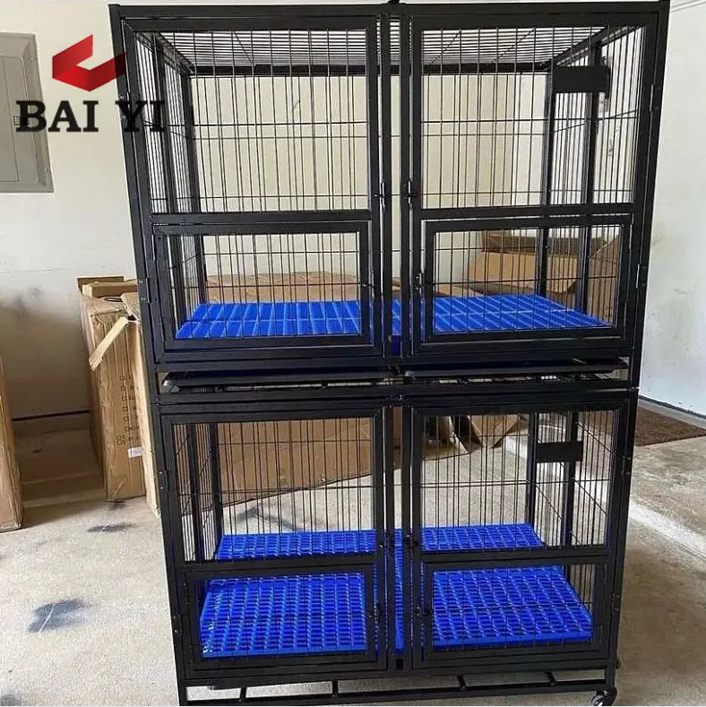 थोक बड़े आउटडोर हैवी ड्यूटी धातु कुत्ते kennel stackable ढेर कुत्ते के पिंजरे