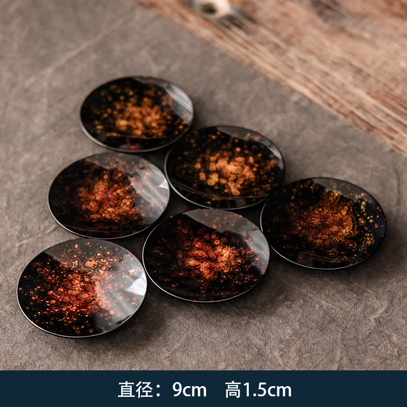 Lacquer Coasters with Bakelite Base - Gold-Dipped 6-Pack