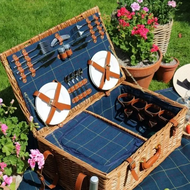 Fabrik Rattan Wicker hand gewebt isoliert mit Deckel griff Picknick korb Box Tragbarer Aufbewahrung skorb