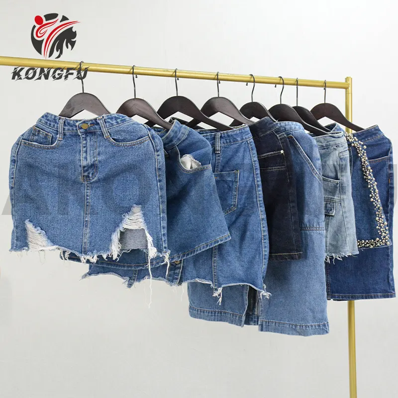 AKONGFU denim skirt used clothes ladies jean skirts second hand clothes import used clothes to in india