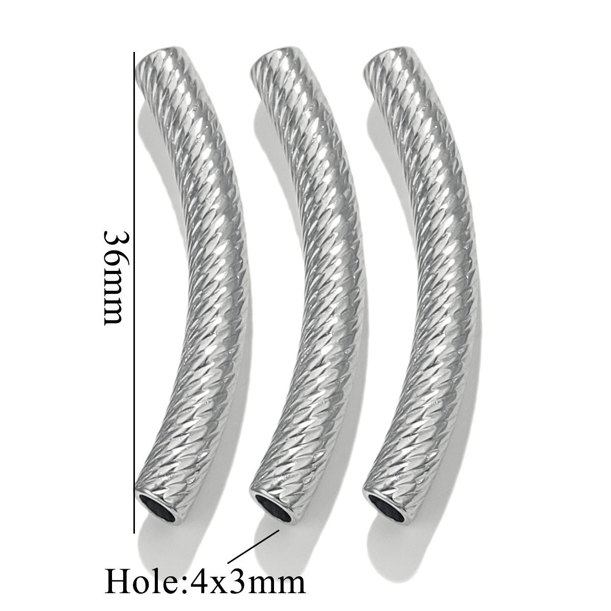 Trou B 4x3mm * 36mm - Couleur Argent
