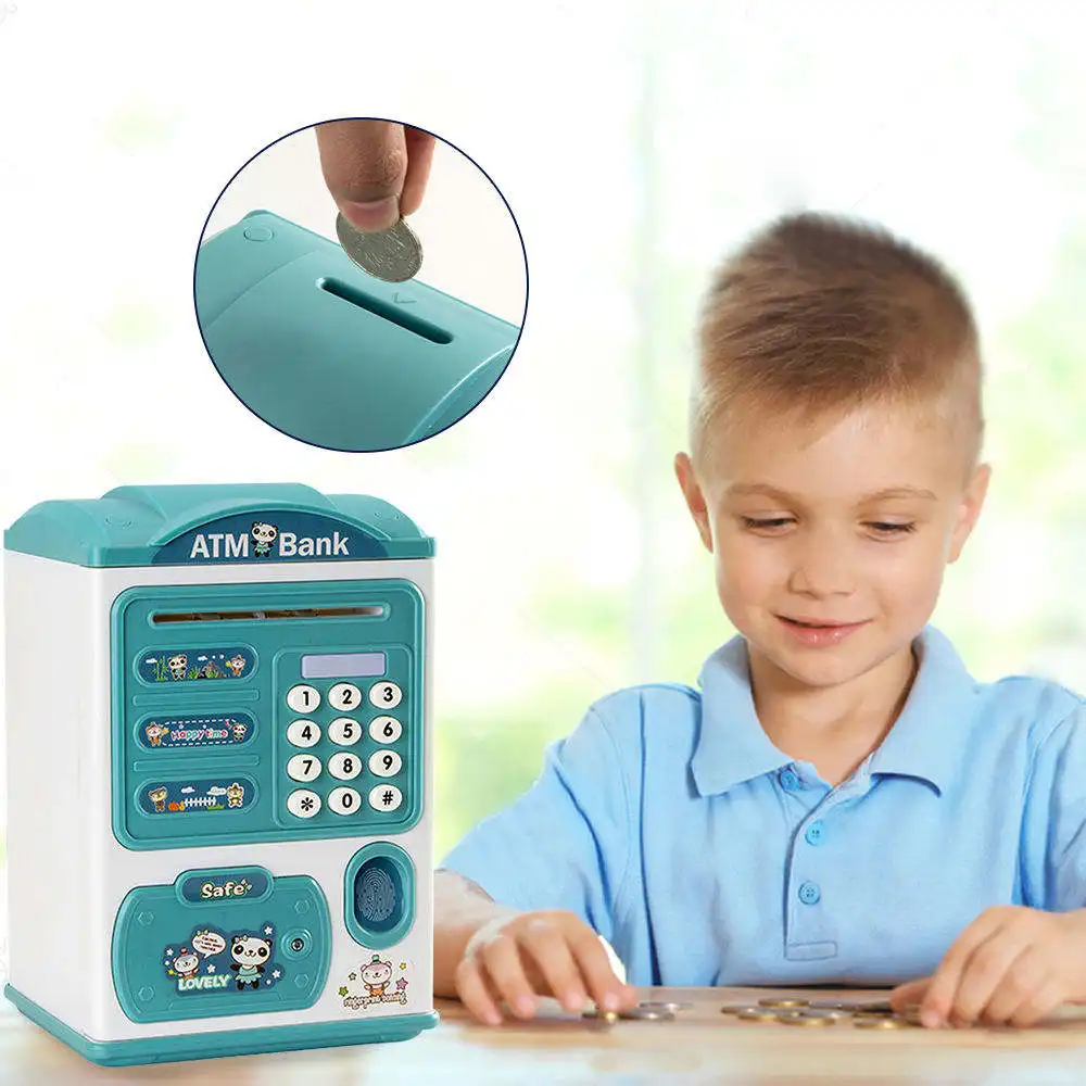 YIZHI yenilik oyuncaklar çocuk tasarruf para kutusu çocuklar elektronik ATM banka kumbara parmak izi şifreli kilit kumbara