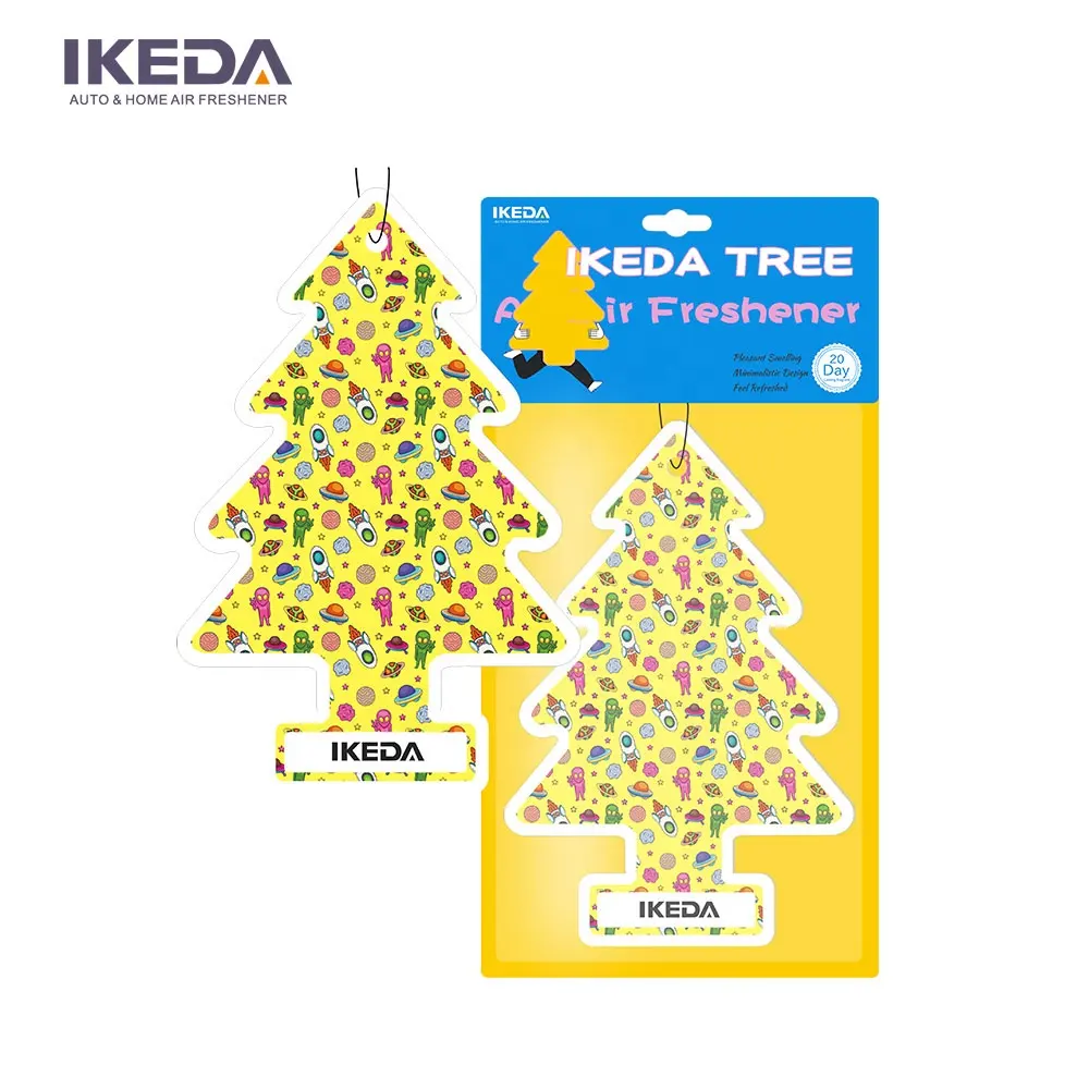 IKEDA kundenspezifisches saugfähiges Parfüm Bäume quadratische Karte hängende kundenspezifische Blätter Papier Auto-Lufterfrischer