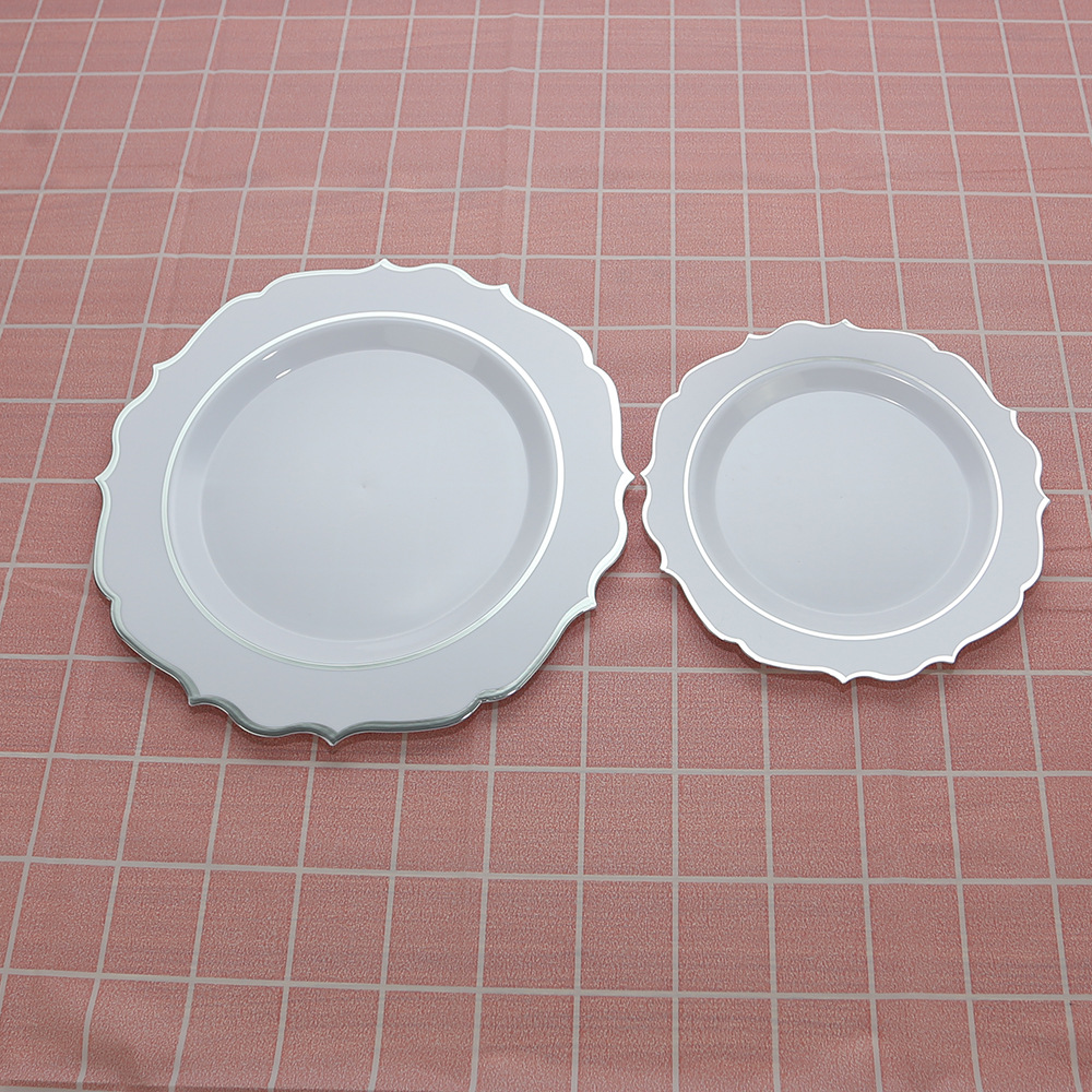 Bord argenté sur fond blanc-70pcs