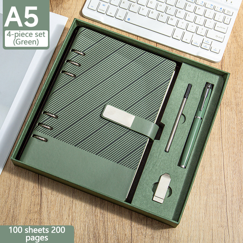 SET-15--Matcha Green notebook + signature pen + pen refill