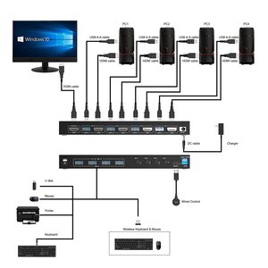 USB 3.0共享器KVM切换器集线器4进1出集线器共享转换器4端口4k 60hz高清MI KVM交换机 - Product Image 5