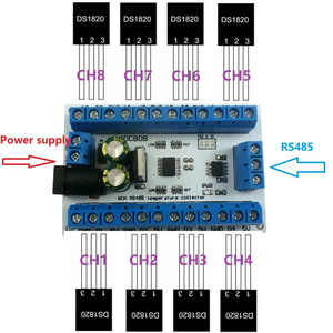 R4DCB08 ELETECHSUP 8Channels Ds18b20 Rs485 Modbus Rtu <strong>Temperature</strong> <strong>Control</strong> <strong>Sensor</strong> Remote Digital Module PLC R4DCB08 R4DCB08+TB436 - Product Image 2
