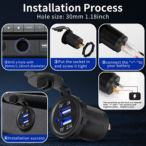 电源输出3.1A通用串行总线插座防水双通用串行总线充电器12V-24V通用串行总线汽车插座，带发光二极管，用于汽车摩托车卡车房车船 - Product Image 4