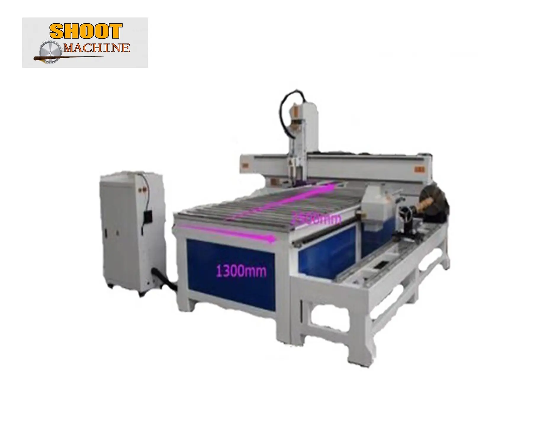 Shoot Brand Lagere Prijs Hoge Kwaliteit Houtbewerking Cnc Router Machine Met Roterende Bevestiging, SH1325R