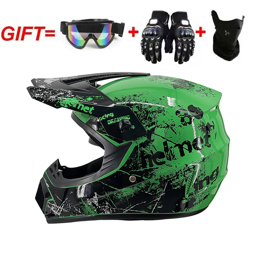 Guantes con visera espejada y estampado floral verde brillante.