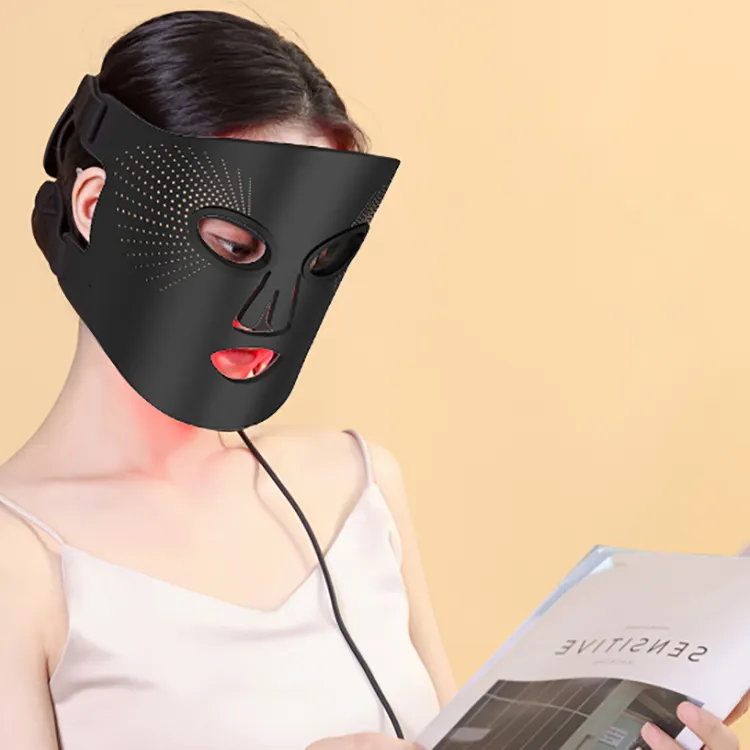 OEM Home Use Spa Skincare 3 colores Led Face Therapy Light Mask Timing Soft Silicon Rojo Azul Infrarrojo Led Mascarilla de belleza facial