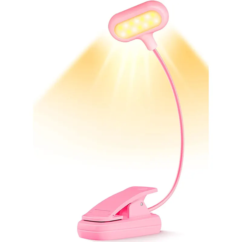 Lohas Roze Kleurenclip Op Gelezen Boek Licht Lamp Flexibele Draagbare Usb Oplaadbare Leeslamp Voor Boek