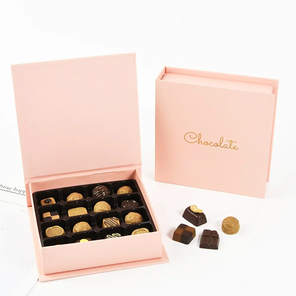 Boîte de chocolat cadeau truffe pralines belges biodégradable, cajas Para boîte de chocolat Offre Spéciale planche grise alimentaire de luxe