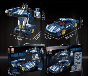 2-in-1 in plastica Pull Back auto Robot da corsa 3D mattoncini Puzzle modello giocattolo per bambini 5-7 anni costruzione di trasformazione auto - Product Image 5