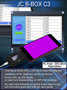 Кабель JC B-BOX C3 DFU Box Window DCSD для IOS A7-A11 один ключ фиолетовый режим для IPhone и IPad модификация Syscfg данные Чтение запись