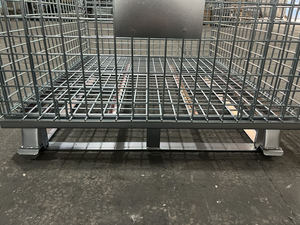 Contenedor plegable de alambre galvanizado, jaula de alambre con pies especiales para cinta transportadora para estante de palé, fácil carga en vigas - Product Image 2