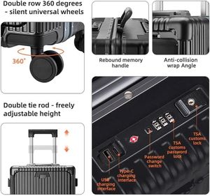 Maleta Automtica <span class=keywords><strong>Carryon</strong></span> Luggage with Laptop Compartment Trolley Bag Removable Wheelsアルミニウムパスポートホルダー<span class=keywords><strong>TSA</strong></span>スーツケース