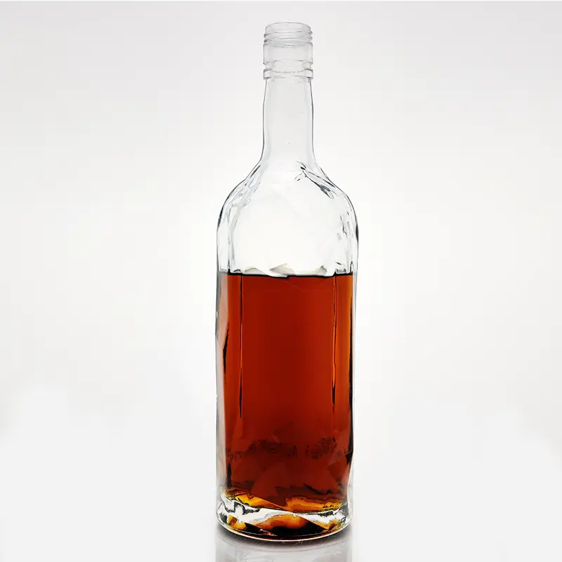 RSG Flasche Lieferanten Luxus Einzigartige Brandy Antik Hals Finish Schraub verschluss Sonderform leere klare Whisky Rum 750 ml Flasche