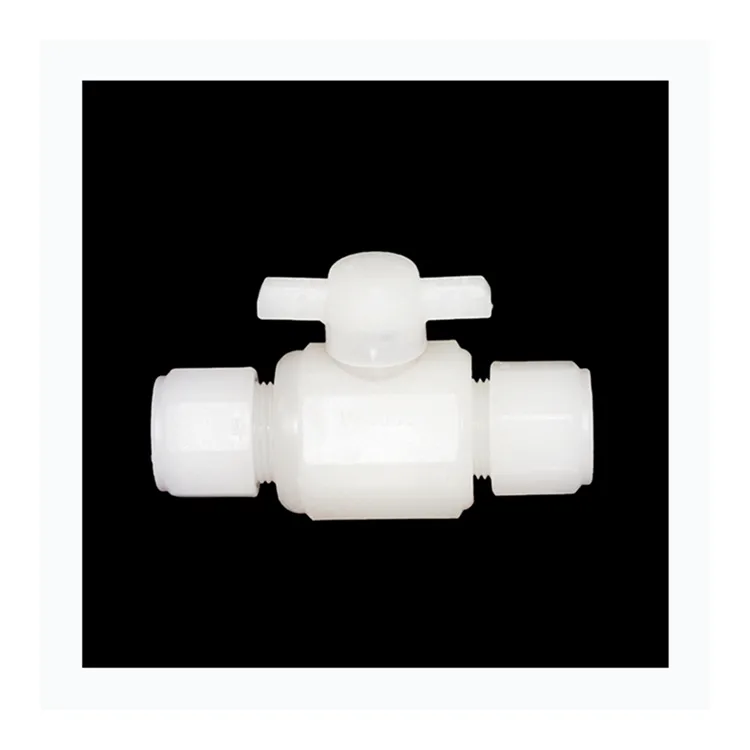 Válvulas de regulação de água, válvula de plástico branca para regulação de água com dupla união, 6mm, 10mm, 12mm, pp, pvdf, pau