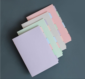 A5(20 agujeros)/B5(26 agujeros) Cuaderno de carpeta de color pastel suave recargable con divisor de índice pastel