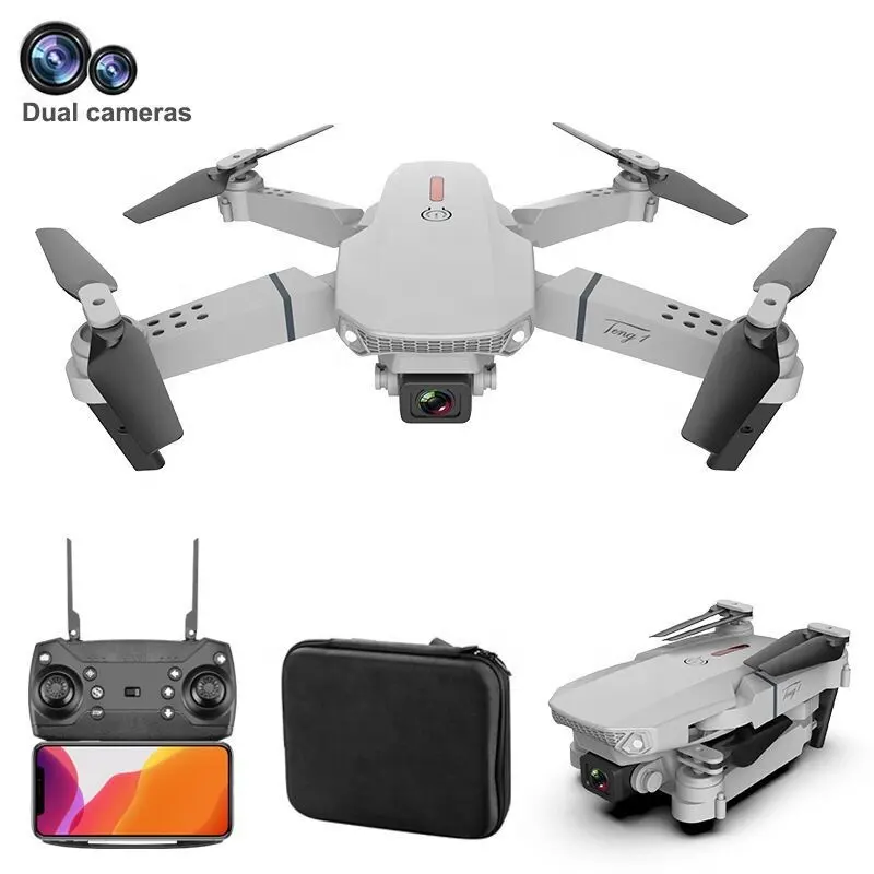 Dron plegable con WiFi y cámara Dual 4K H-D 1080P, Drone cuadricóptero con WiFi FPV, gran angular, vídeo en vivo de largo alcance, Mini E88 Pro