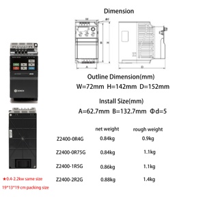 ZONCN-inversor de frecuencia variable Z2400 VFD, 0,4 kW, 0,75 kW, 1,5 kW, 2,2 kW, controlador de velocidad Industrial, control de vector de accionamiento de CA - Product Image 6
