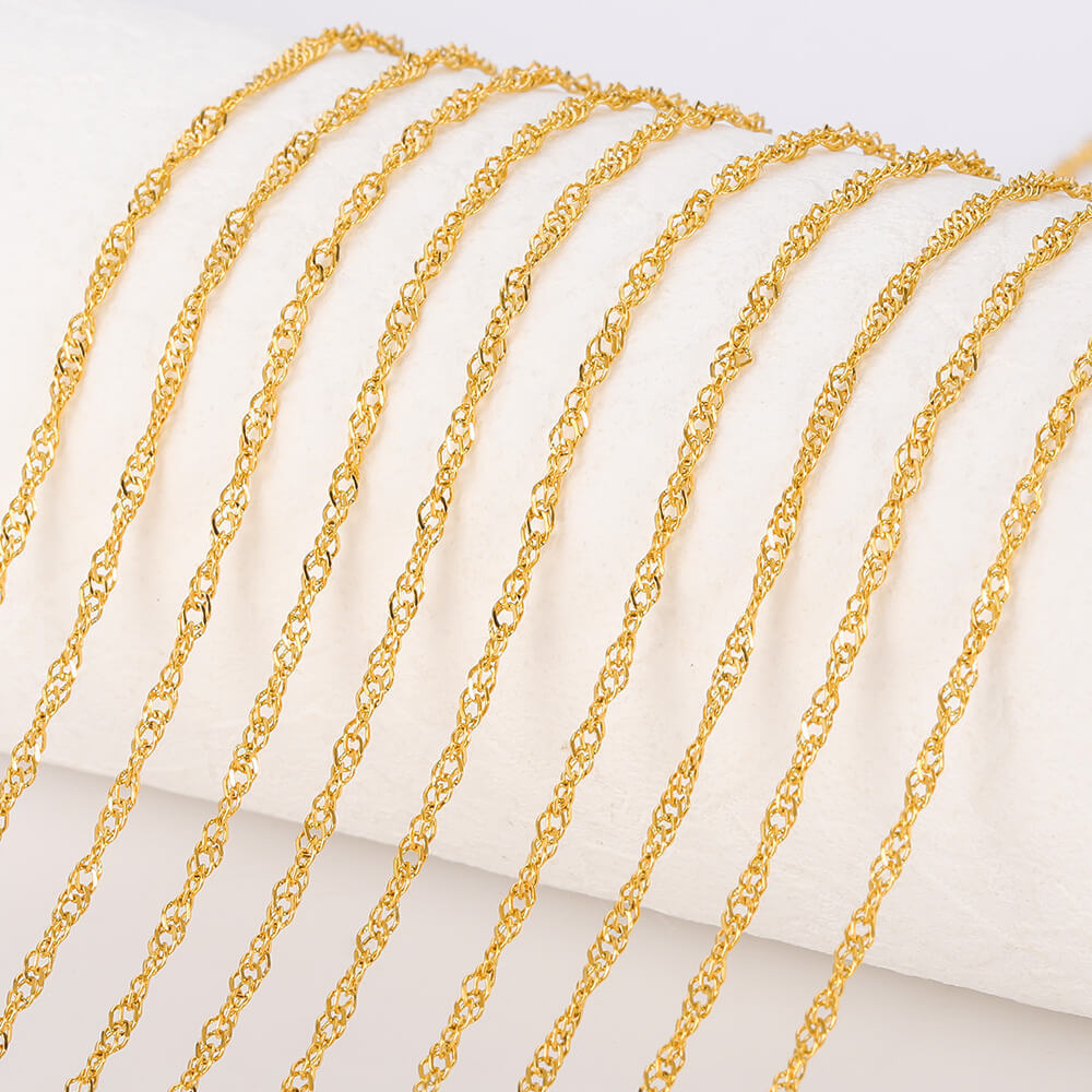 Cadena de ondas de agua de 1.7mm - Oro