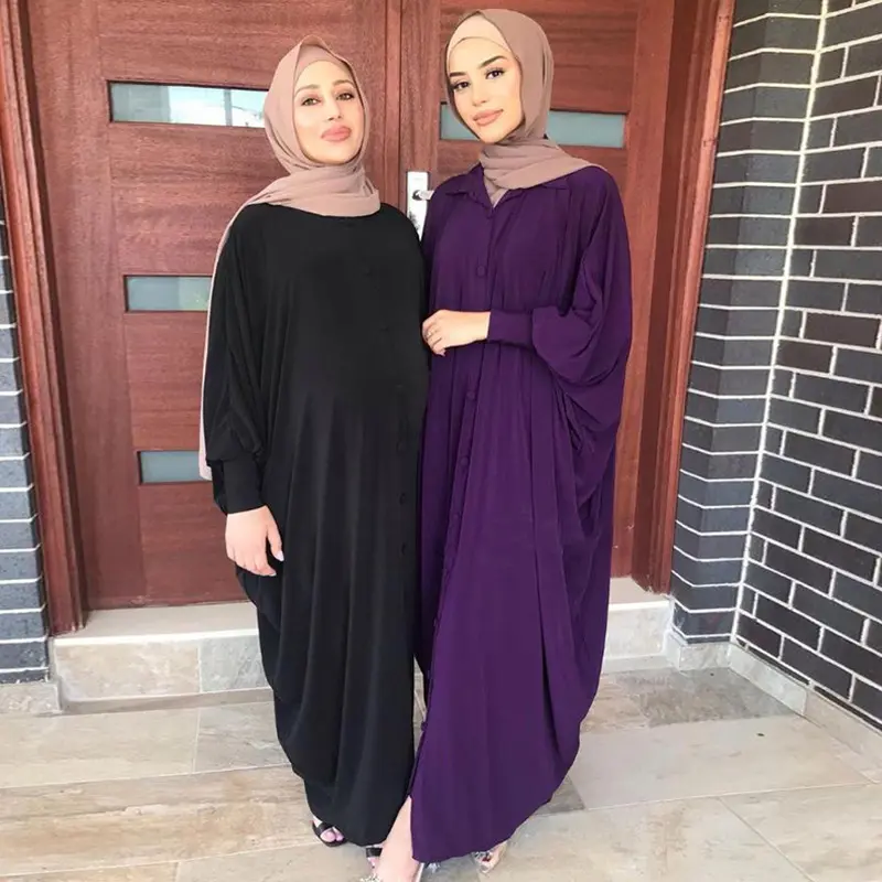 Nokta AliExpress güneydoğu asya kadın giyim Dubai suudi arabistan düz renk yarasa kollu büyük elbise hırka XY001