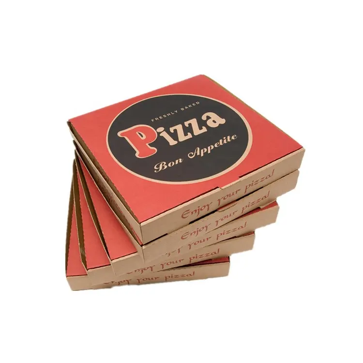 Eco friendly takeaway plain kraft cardboard paper pizzabox 7 14" 16" 20 inch rectangular triangle slice pizza box with handle