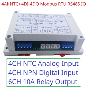 N4A4I06 14CH 4AI-4DI-6DO NTC Temperature Collector -20-+125 Celsius <strong>Analog</strong> <strong>Input</strong> NPN Photoelectric Isolation Relay Output <strong>Module</strong> - Product Image 2