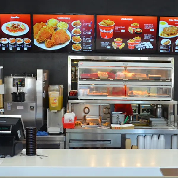 55 इंच 700 nits रेस्तरां डिजिटल मेनू बोर्ड एलसीडी स्क्रीन विज्ञापन