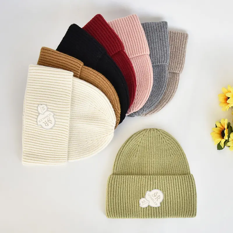 Зимняя вязаная шапка с широкими манжетами, индивидуальная шерстяная шапка с логотипом любого типа для женщин и мужчин, весенняя шапка унисекс с черепом