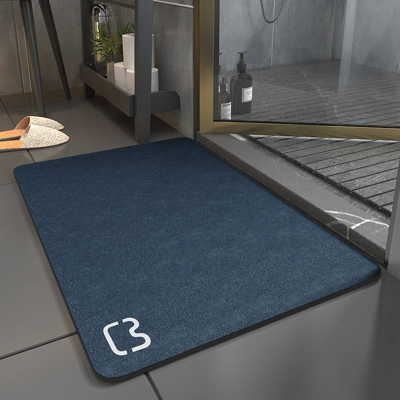 New generation diatomaceous earth bathroom mat - cat head navy blue