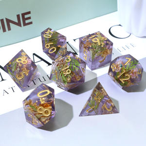 ชุดลูกเต๋าเรซิน DND ทำด้วยมือ-ลูกเต๋า RPG หลายเหลี่ยมสีม่วงและสีขาวควันพร้อมใบแฟนตาซีสำหรับ Games-N49กระดานดันเจี้ยนและมังกร - Product Image 3