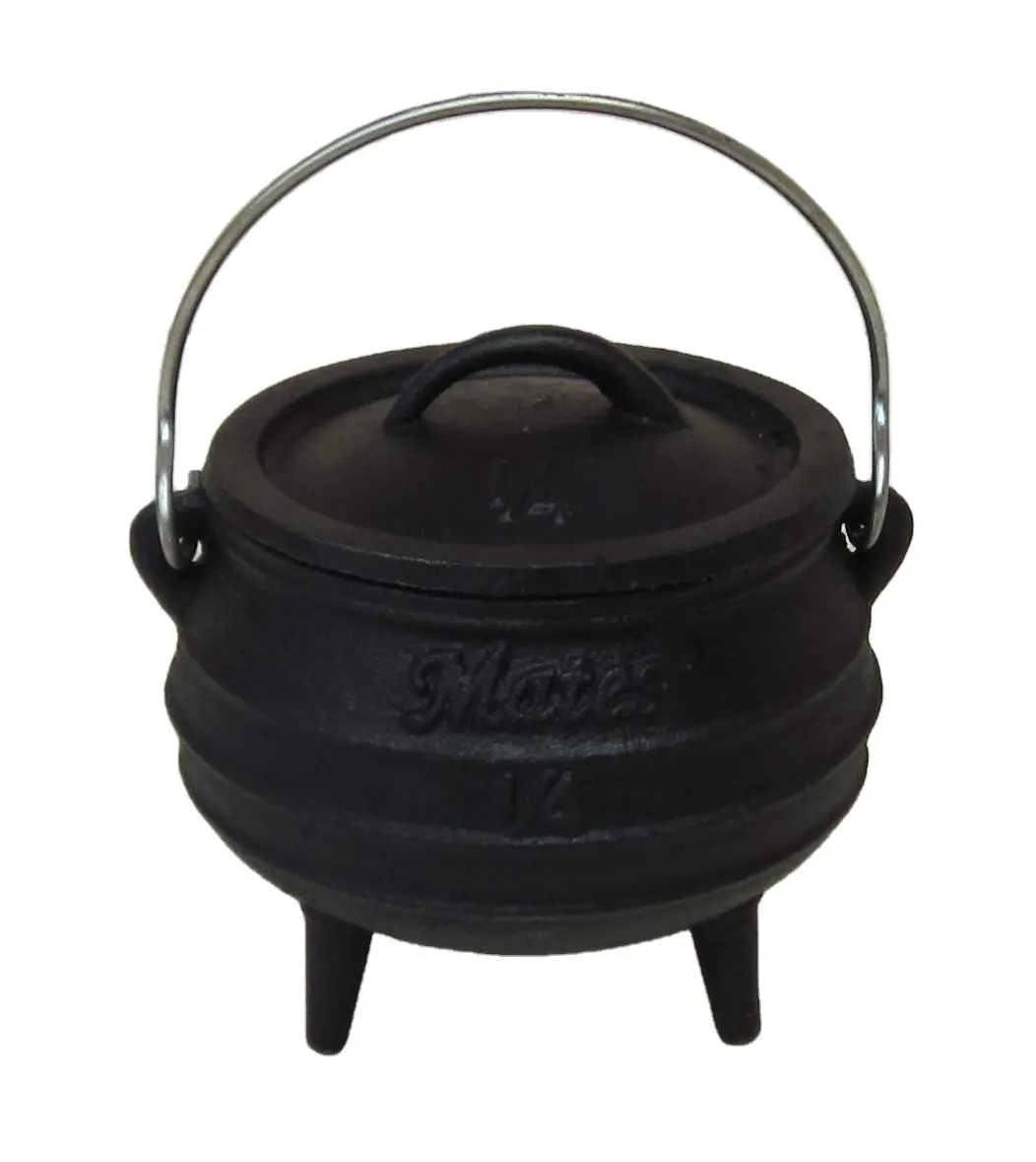 Tamanho 1/4 Mini presente ferro fundido preto três pernas potjie pote Barriga pote caldeirão para camping cozinheiro