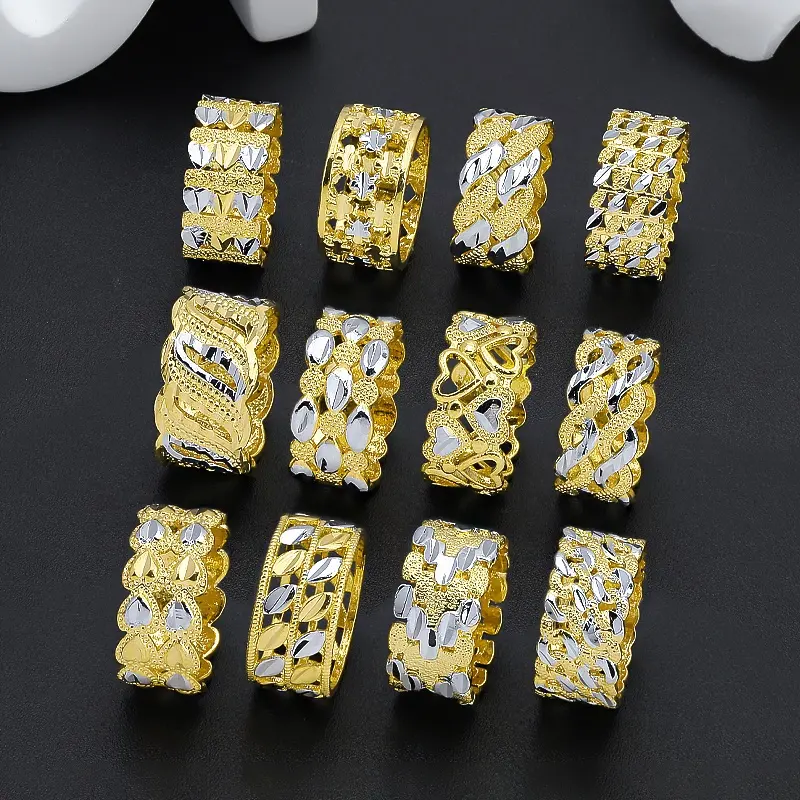 JXX moda takı 24K altın kaplama nişan yüzüğü alyans kadınlar için Set