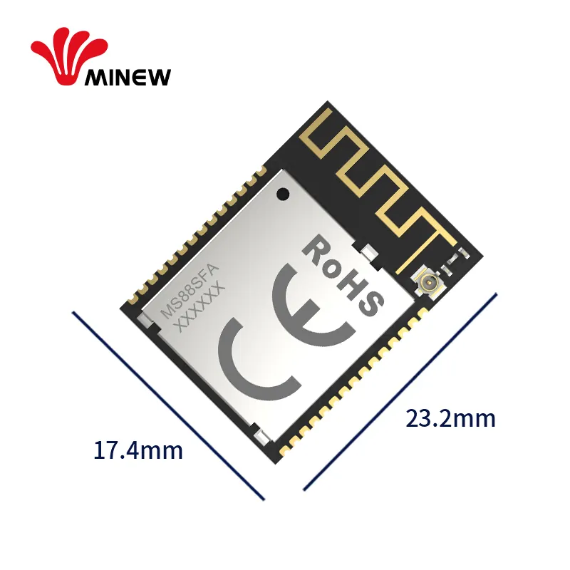 Minew Lange Afstand Nrf52840 2.4Ghz Draadloze Rf 32-Bit Arm Cortextm M4f Cpu Transceiver Pa Lan Mesh Bluetooth Module 5.2 Ble