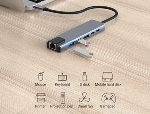 6-Port Typ C Ethernet RJ45 Netzwerk adapter PD USB 3.0 Multi port USB C Hub Docking station Laptop mit Lade funktion
