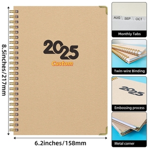 2025 2026 crea tu propio planificador encuadernado en espiral cuaderno de papel Kraft diario semanal mensual Bloc de notas diario planificadores hechos a medida - Product Image 3