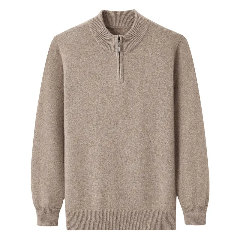 1/4 cuarto cremallera Polo casual pullover manga larga personalizado lana Cachemira moda prendas de punto suéter de punto hombres suéter de punto
