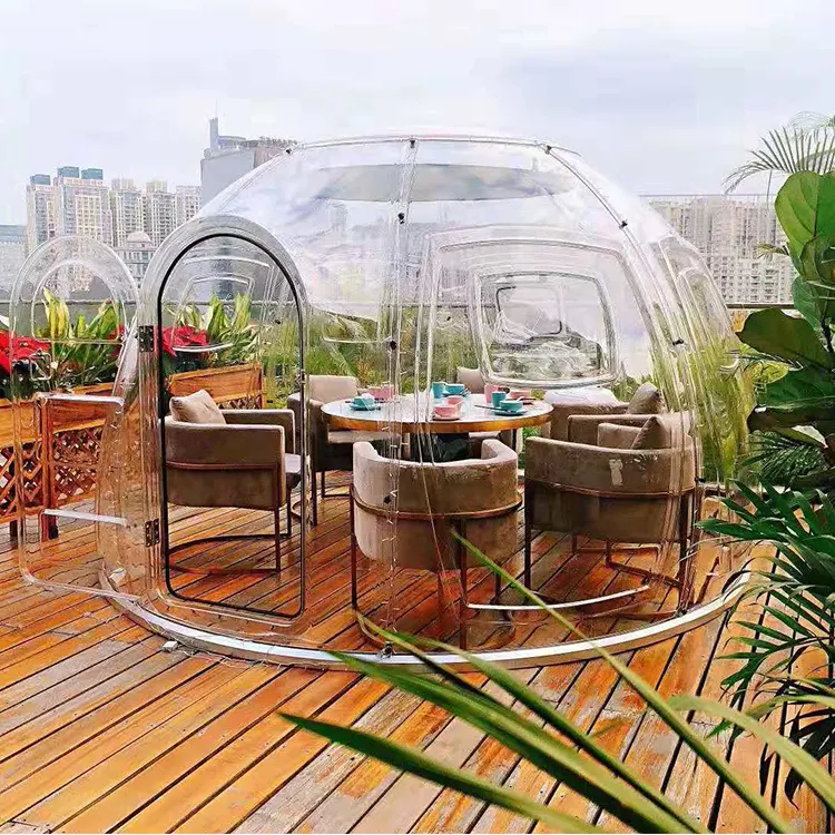 Starry Sky House PC desain kubah tenda gelembung untuk ruang makan Cafe Shop