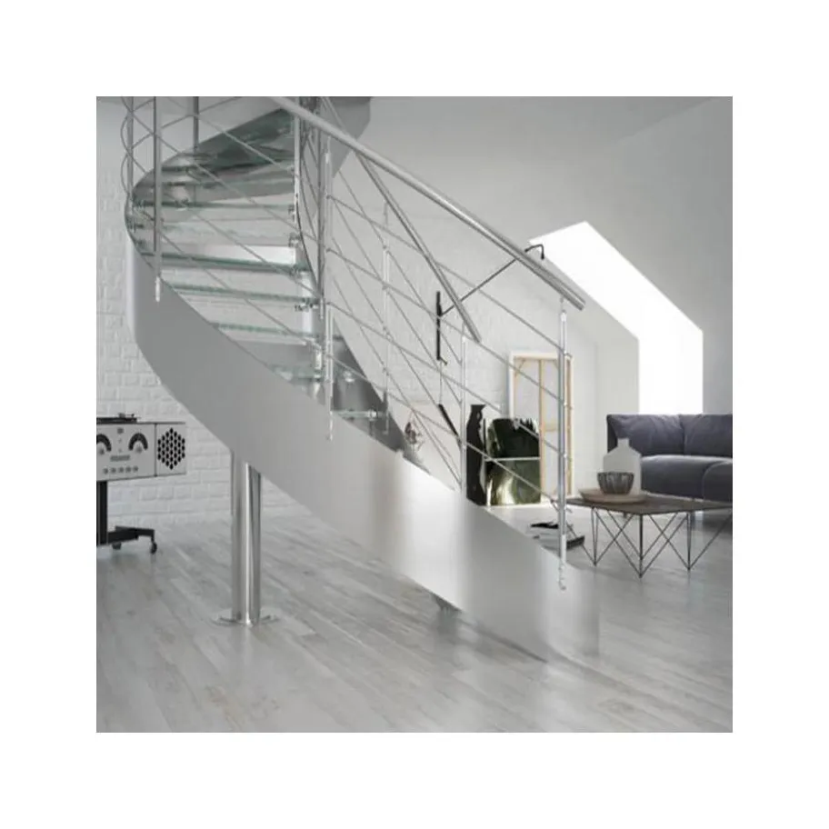 2024 Escaliers ronds en verre/escaliers incurvés modernes en acier inoxydable