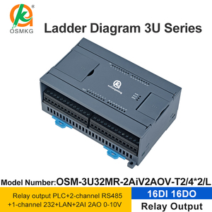 Oshangming 16DI 16DO Salida de relé Controlador PLC Modbus analógico RTU/TCP con RS232 RS485 Compatible con GX WORKS 2 - Product Image 2