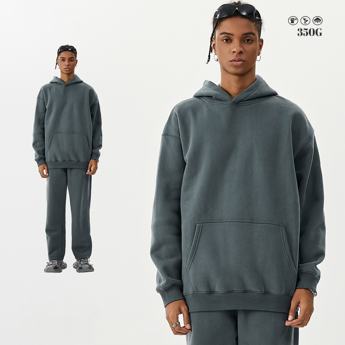 Grayish blue hoodie