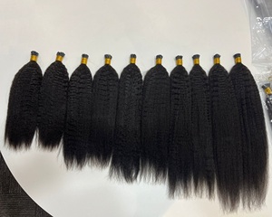 卸売10-26インチ生レミーダブル描画0.8g/1g焼きキンキーストレートカーリーケラチンIKチップ人毛エクステンション
