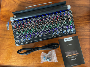 Teclado Retro Punk RGB retroiluminado para juegos, máquina de escribir inalámbrica BT, Teclado mecánico colorido de 83 teclas para teléfono, tableta, MAC y PC - Product Image 5