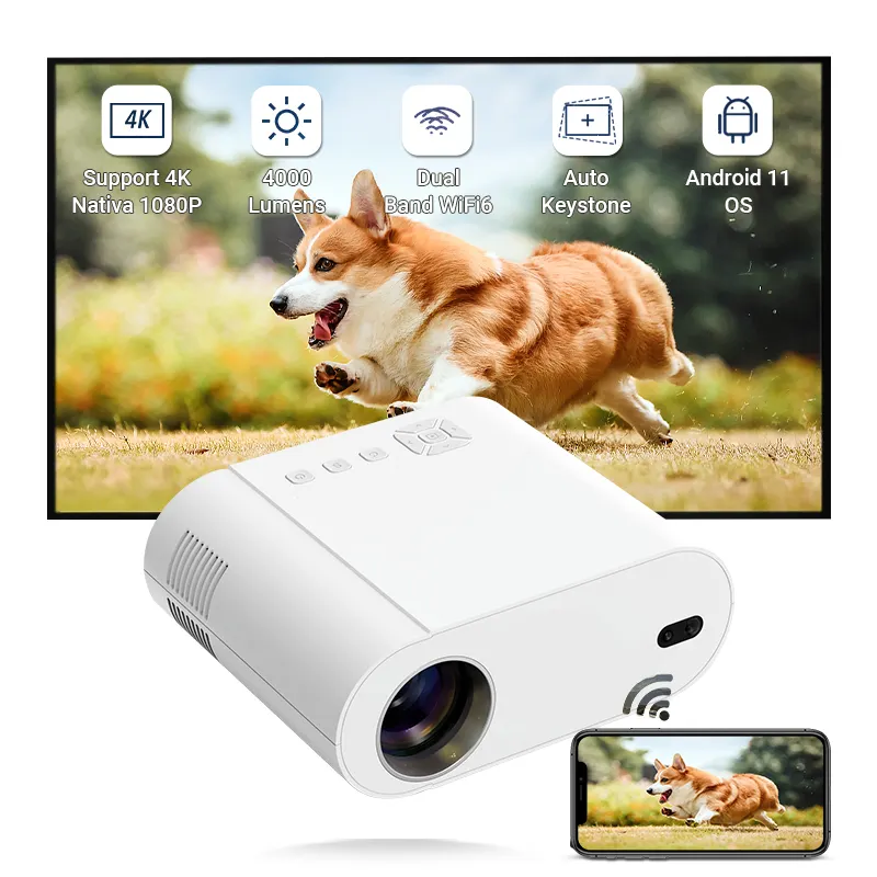 Hotack L007 1080P 4K Smart WiFi Android Home Cinéma Vidéo Projecteur LCD Mini Portable Party Mico LED Proyector